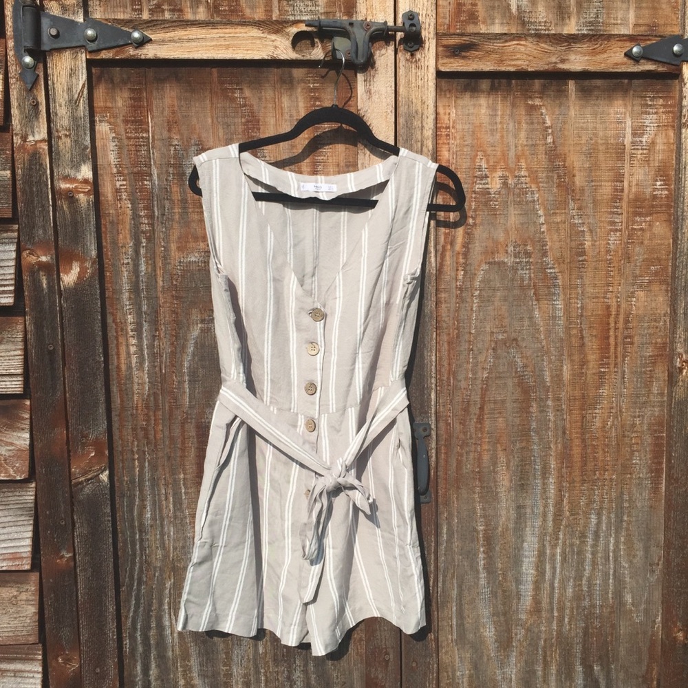 Mango Bow Linen Jumpsuit, Size M